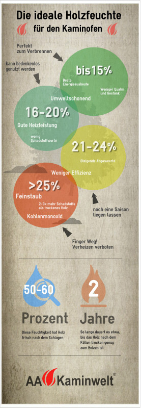 Kaminholz Feuchtigkeit Infografik
