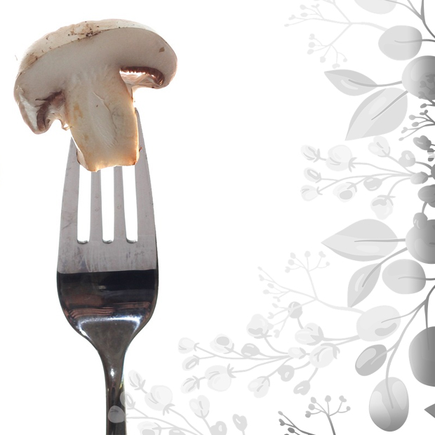 Grillgerichte mit Pilzen - Pilz auf Gabel