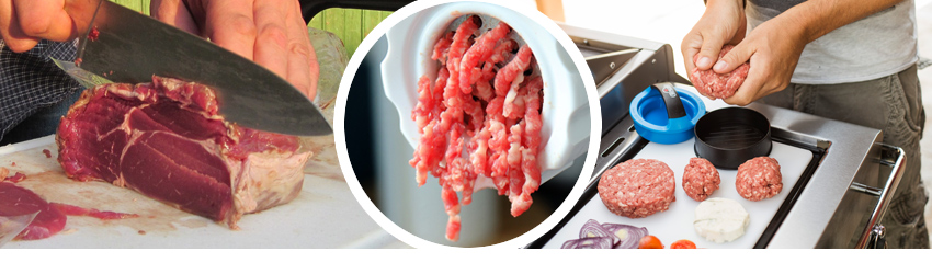 Bildfolge zur Vorgereitung selbstgemachter Burgerpatties