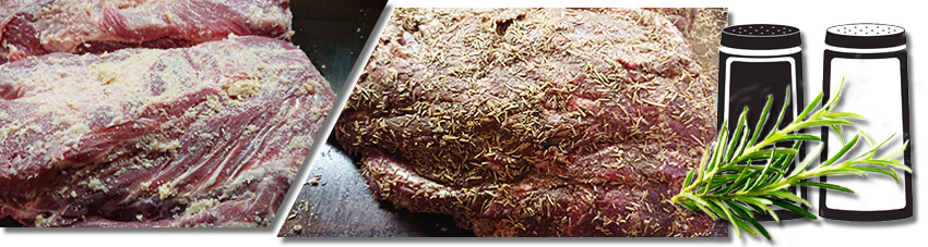 Bildcollage Schweinenacken richtig marinieren mit Trockenmarinade