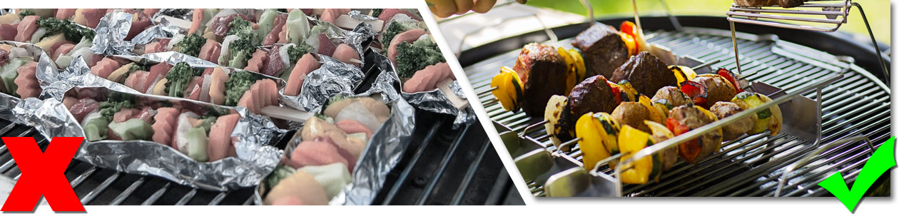 Bildfolge Falsch Aluminiumschiffchen - Richtig Spießhalterung aus Edelstahl