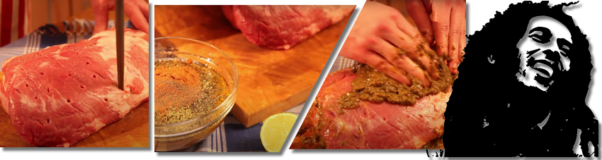 Bildfolge Fleisch mit Marinade vermählen