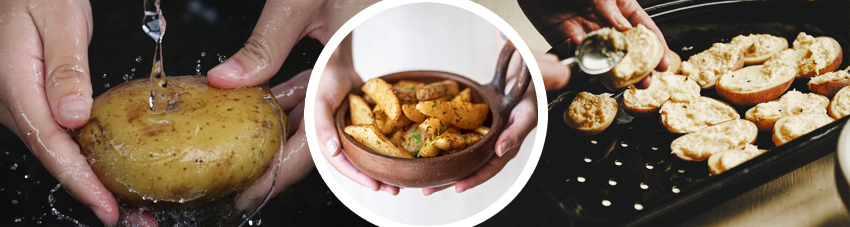 Bildfolge Kartoffelspalten vom Grill