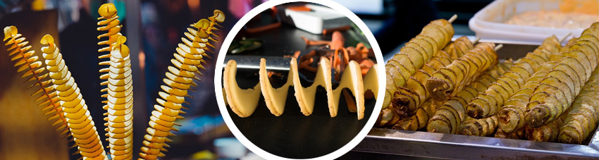 Bildfolge gegrillte Kartoffelspiralen