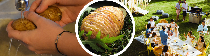 Bildfolge schwedische gegrillte Fächerkartoffel