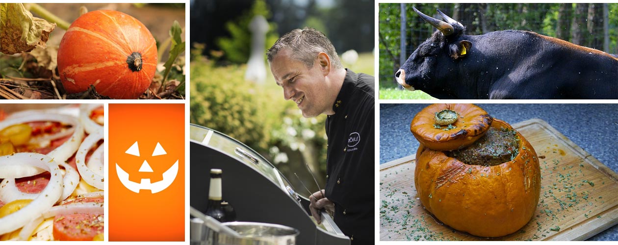 Gefüllter Kürbis vom Grill als Hauptspeise