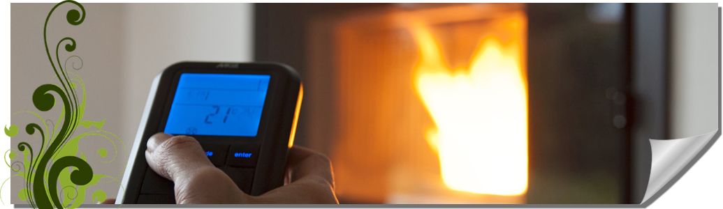 Ambientebild einer MCZ Fernbedienung für den Pelletofen