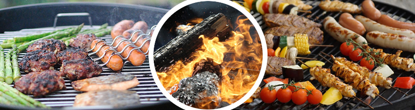 Bildfolge grillender Lebensmittel