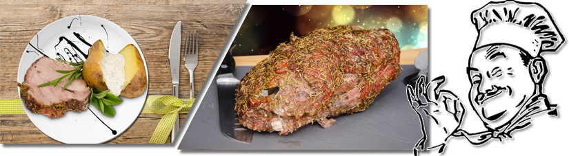 Nackenbraten fein serviert, mit Empfehlung vom Chef