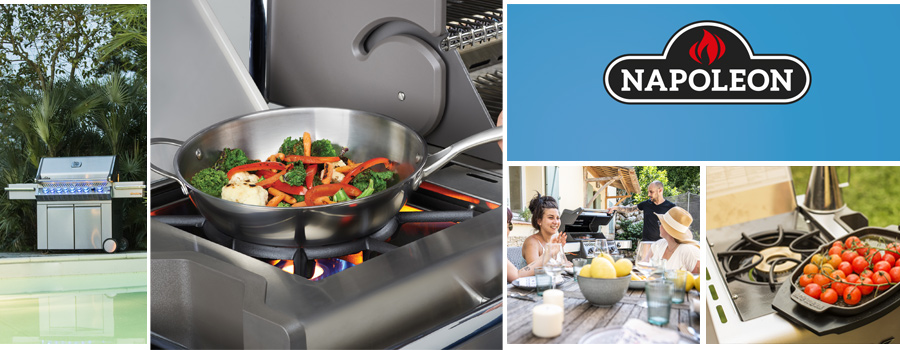 weiterführende Collage Napoleon Gasgrill mit Seitenkocher