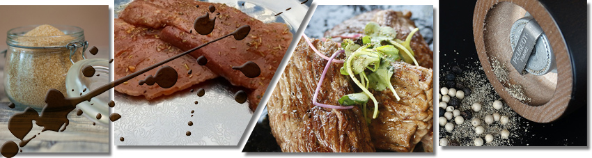 Bildfolge Mariniertes Flank Steak und Flank Steak mit Salz und Pfeffer