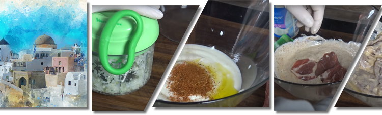 Vorbereitungen für Gyros vom Grillspieß