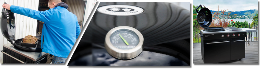 Thermometeranzeige auf dem Deckel des Outdoorchef Lugano Kugelgrills