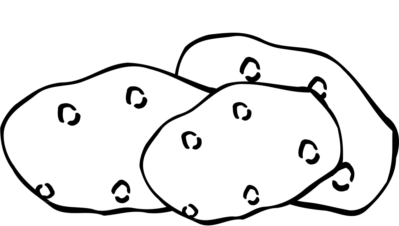 Flammlachs - mehrere stilisierte Kartoffeln in schwarz weiß