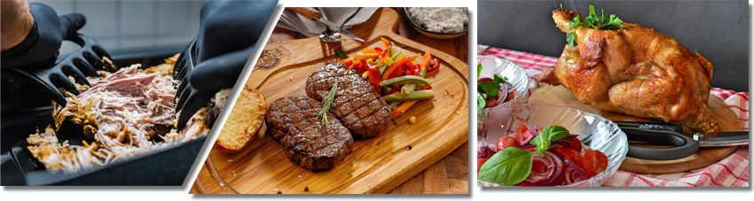 Bildfolge verschiedener Fleisch- und Zubereitungsarten