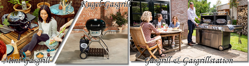Bildfolger verschiedener Gasgrillmodelle und -größen