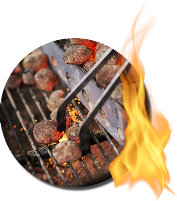 glühende Grillkohle