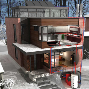 Ein Beispiel der Hybritheizung mit Biomassekessel und Solaranlage zur Heizungsförderung