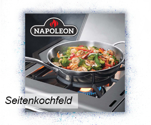 Napoleon Grill mit Seitenkochfeld in Benutzung