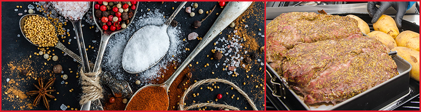 grundzutaten eines rubs für die Kreation einer Trockenmarinade nach eigenen Wünschen