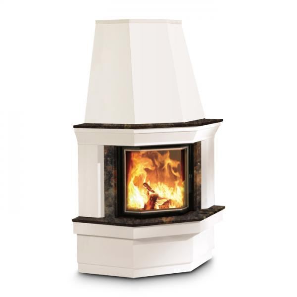 Kaminbausatz Eckkamin von Camina mit großer Sichtscheibe