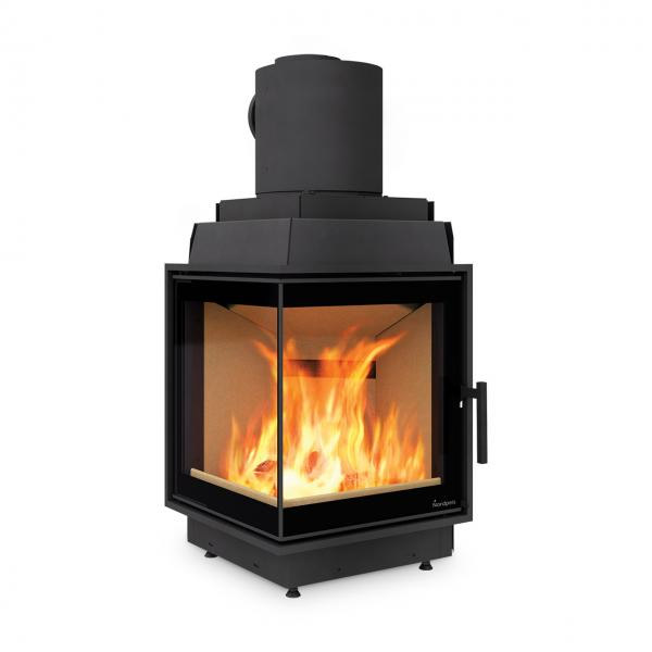 Kamineinsatz Norpdeis mit großer Ecksichtscheibe