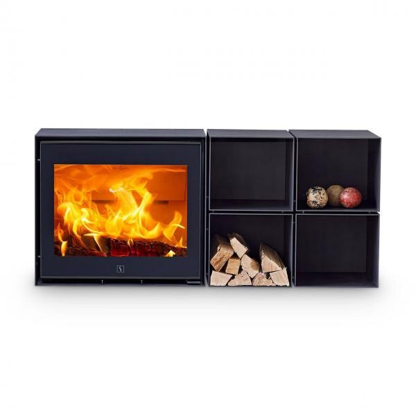 Wandkamin Scan 1003 B Wand mit Regalmodulen