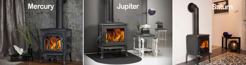 Mercury, Neptune, Pluto sind Kaminöfen im rustikalen Stil von Globe Fire 2019