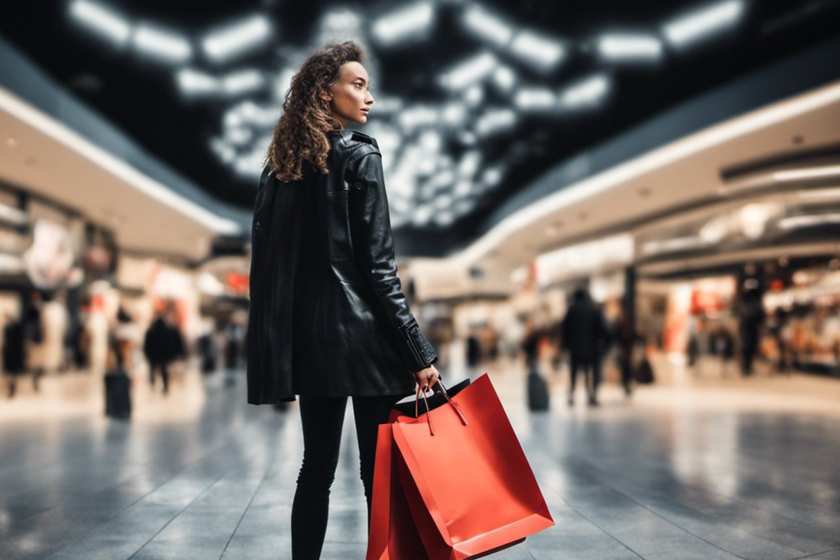 Black Friday - Frau mit Tüten