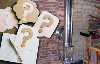 Edelstahlschornstein im Haus