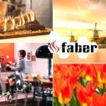 Collage aus typisch niederländischen Ambientebildern und Gaskaminen des Ofenherstellers Faber