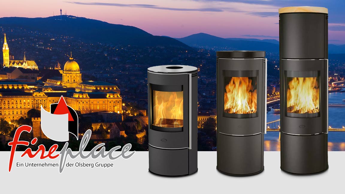 Titelbild mit Budapestpanorama und den 3 Kaminöfen Perondi, Orando und Rondale