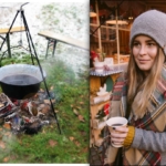 Glühwein im Kessel über Lagerfeuer