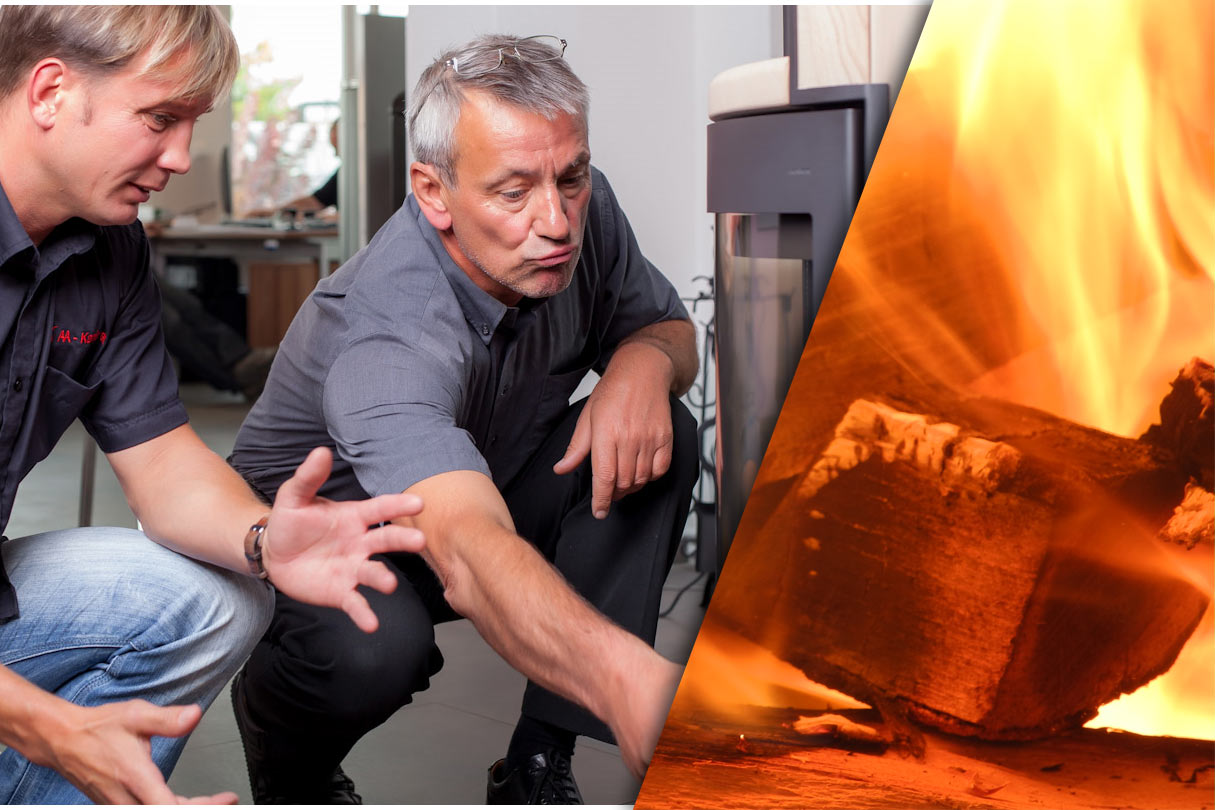 Verkaufsgespräch am Kaminofen