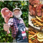 Steak vor dem Grillen und nach dem Grillen