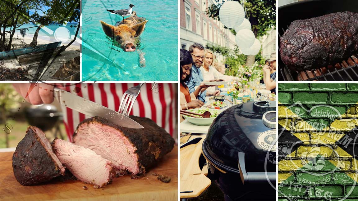 Collage verschiedener Bilder zum Thema Jerk Pork