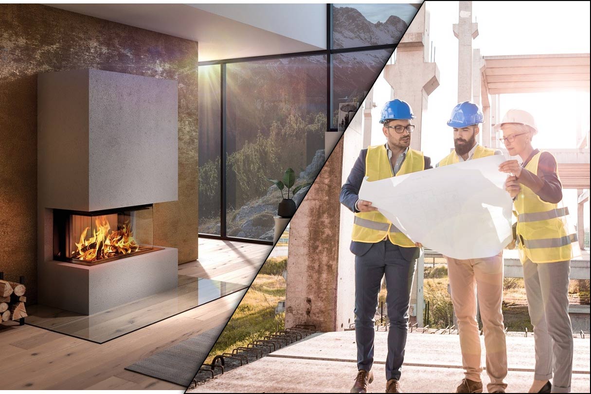Spartherm Kamineinsatz und Architektenbesprechung
