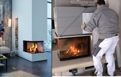 Kamin verkleiden und Resultat