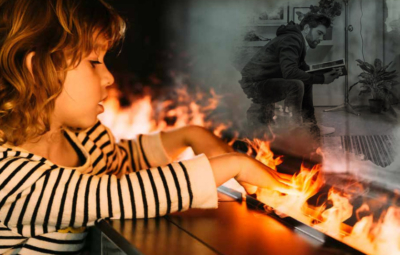 Mysterium Elektrokamin - Mädchen fasst in Flamme