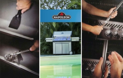 Napoleon Prestige am Pool und viele hilfreiche Napoleon Reinigungs-Hilfsmittel