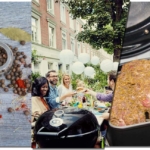 Bildfolge aus Gewürzen, einem Grillabend unter Freunden und dem gerubten Nackenbraten auf dem Grill