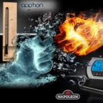 Bild mit 2 Fäusten aus Wasser und Feuer, kombiniert mit dem Meater und dem Napoleon Thermometer