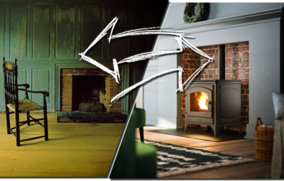 alter offener Kaminofen wird zu restaurierten offenen Kamin mit Pelletofeneinsatz