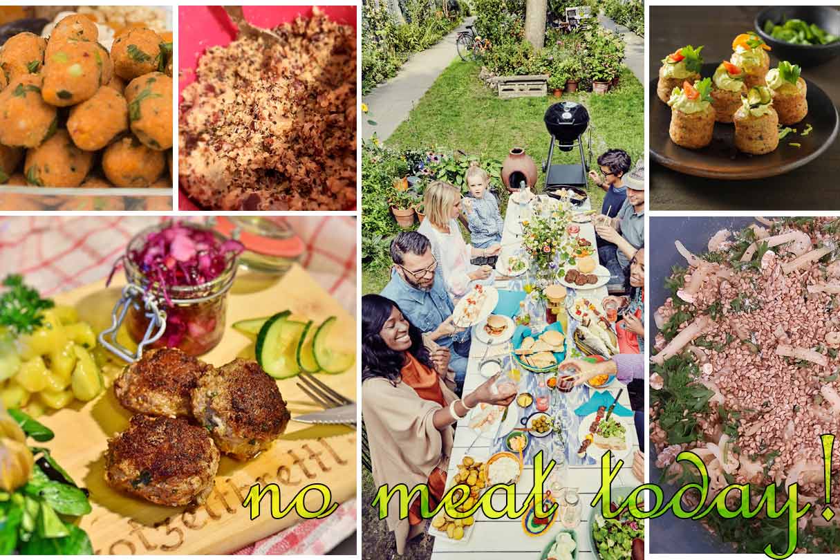 Collage aus verschiedenen vegetarischen Frikadellen und Zubereitungsstadien