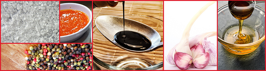 Alle Zutaten der Soja-Chili-Marinade im Überblick