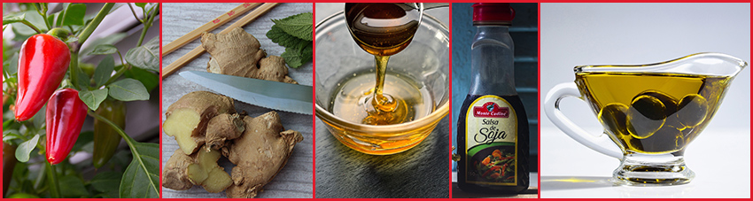 Für die asiatische Honig-Ingwer-Marinade werden lediglich fünf Zutaten benötigt