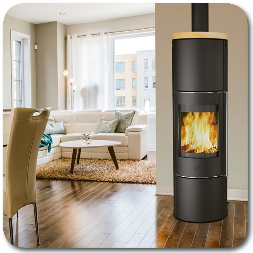 Ambientebild mit dem Kaminofen Rerondi Glas von Fireplace