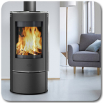 Ambientebild mit dem Kaminofen Rondale Glas von Fireplace