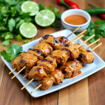 Hähnchenspieße mit Erdnusssauce