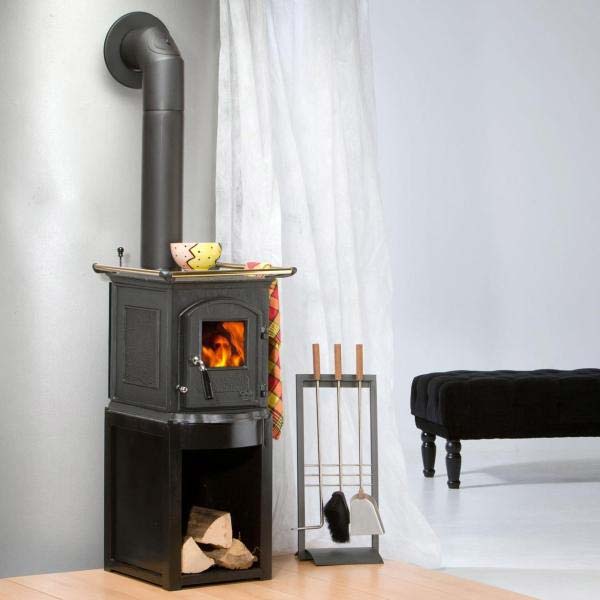 Globe Fire Pluto Notofen mit Kochplatte und Holzfach